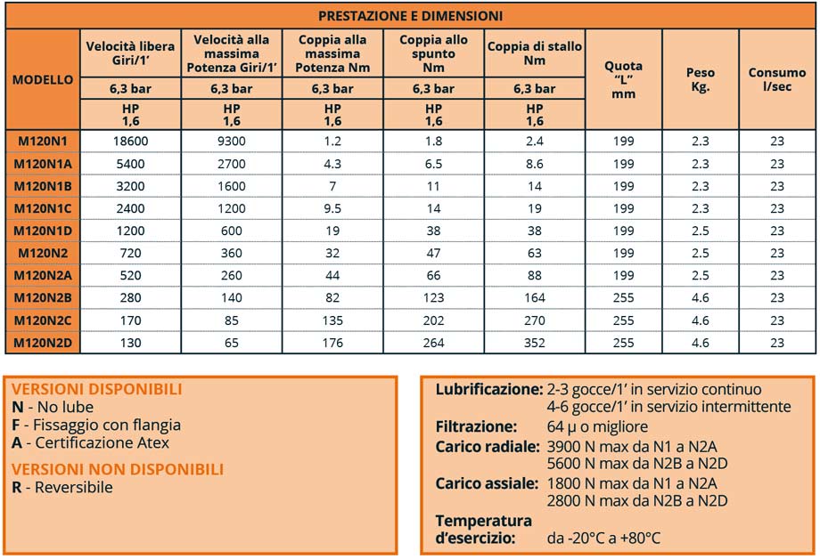 Motori pneumatici modulari a palette
